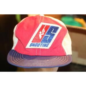 Vintage SHOWTIME Trucker Hat Mesh Snapback Red White Blue Promo Cap USA Made